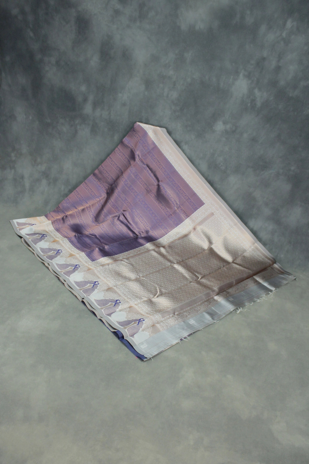 Dark Blue Kubera Pattu Saree with Peacock Border and Blouse