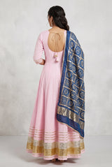 Paridhi Lehenga Chaniya Choli Set with Tissue Border and Silk Skirt for Navratri Party Wear, Baby Pink