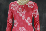 Pink Floral Rayon Two-Tone Kurta Pant Set - 2-Piece Women's Kurti with Elasticated Pant