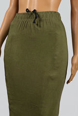 Olive Green Shapewear Petticoat with Side Cut for Saree and Dress