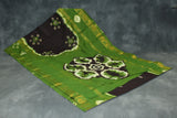 Pure Sungudi Cotton Bandhani Saree with Golden Zari Border - Dark Brown & Green Saree JCS Fashions
