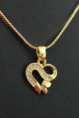 Gold-Tone Textured Chain Necklace with Pendant for Women, Elegant Ethnic Wear