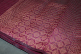 Maroon Silk Cotton Saree with Zari Border and Blouse Piece, Borderless Look, Traditional Square Motifs