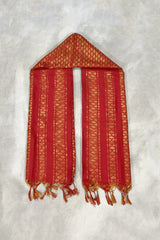 Maroon Ponnadai Poly Silk Jacquard Shawl with Zari Look Tassels for Temple, Pooja and Functions (Traditional Gift Shawl)