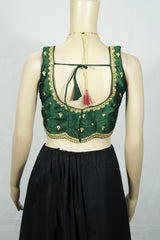 Readymade Designer Padded Blouse, Fully Stitched, Adorned with delicate sequin floral motifs all over, Sleeve less, back knot,   Upper Bust-