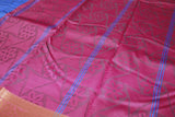 Blue Emboss Silk Saree with Contrast Border and Semi Silk Zari Style Design