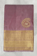 Onion Pink Soft Silk Saree with Contrast Border, Gold Zari Buttas and Floral Zari Border for Traditional Wear