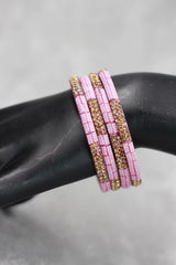 Multicolour crystal bangles set with vibrant bead detailing and gold-tone sparkle, perfect for festive wear, weddings, and mix-and-match eth