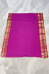 Violet Pure Silk Saree with Heavy Pallu Border and Matching Blouse