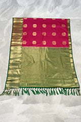 Pure Silk Saree with Heavy Pallu Border and Blouse Piece, Traditional Weave, 5.5 Meters