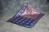 Navy Blue Coconut Silk Saree with Jhumka Weave Pallu and Border, Blouse Included