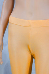 Gold Shimmer Ankle Length Leggings for Women, Stretch Fit 80% Polyester 20% Spandex