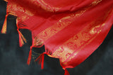 Maroon Ponnadai Poly Silk Jacquard Shawl with Zari Pattern and Tassels | Temple and Function Dupatta