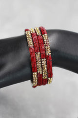 Embellished Crystal Bangles Set with Gold-Tone Sparkle - Multicolour Festive Wear for Women