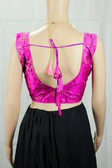 Magenta Designer Readymade Padded Blouse, Fully Stitched Embroidery Work, Sleeveless Back Knot, Women Ethnic Wear