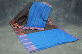 Dark Brown Emboss Silk Saree with Semi Silk Design Border and Contrast Finish