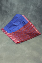 Navy Blue Emboss Silk Saree with Floral Design Satin Border and Blouse Piece