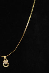 Gold-Tone Textured Chain Necklace with Heart Pendant for Women | Neck Set Jewellery