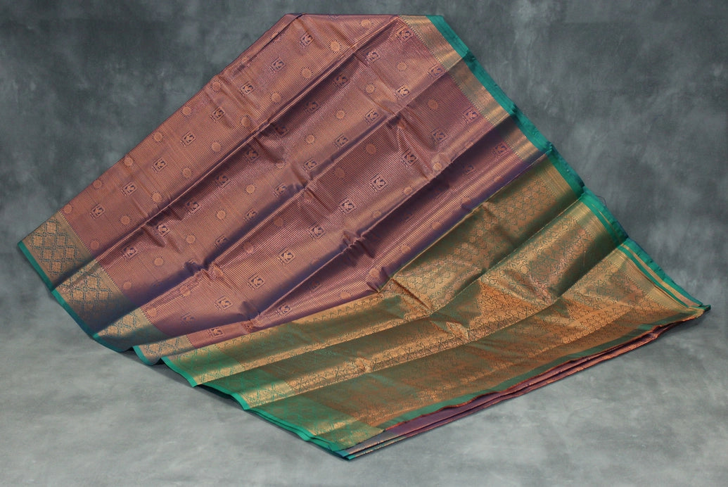 Deep Violet Bridal Kuber Pattu Saree with Full Body Zari Work and Contrast Border