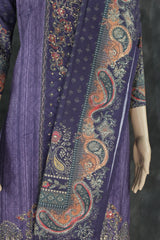 Violet Designer Crepe 3-Piece Salwar Suit with Stone & Mirror Work