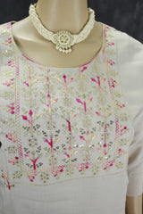 Elegant Beige Roman Silk 3 Piece Kurti Set with Digital Dupatta