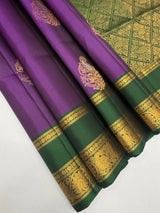 Lavender Soft Silk Saree with Jacquard Border for Festive Traditional Wear
