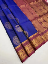 Navy Blue & Maroon Soft Silk Saree with Jacquard Border for Festive Wear