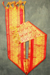 Red Zari Pattu Shawl Ponnadai for Events, Arangetram and Functions, Traditional Gold-Pattern Stole