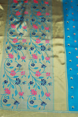 Kamal Paithani Silk Floral Design Pallu Saree With Design Border, Full body small floral butties,  saree comes with blouse