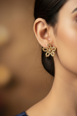 Gold Crystal Sunflower Gold-Tone Stud Earrings - 0.5