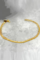 Gold-Tone South Indian Anklet with White Stone Detail for Traditional Wear