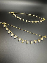 Gold-Plated Pearl Ear Chain Pair – Traditional Maatal Style-6 inch Jewelry JCS Fashions