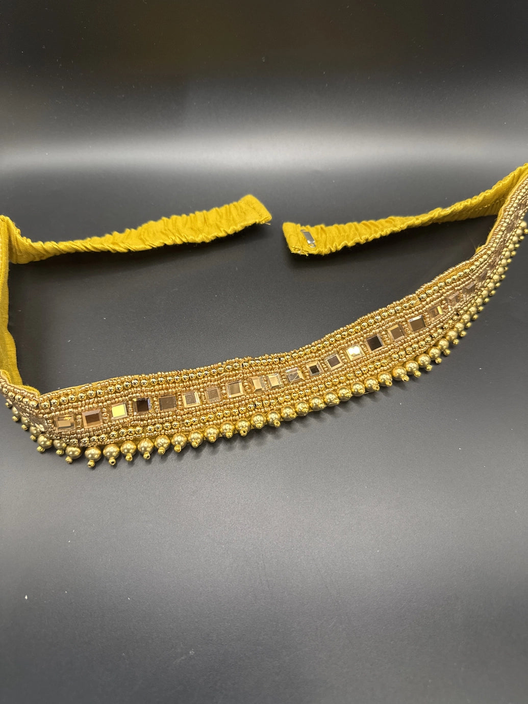 Traditional Gold-Tone Mirror & Bead Embellished Hip Belt (Kamarbandh) - Adjustable Ethnic Waist Jewellery Jewelry JCS Fashions