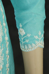 Light Blue Organza Kurti & Dupatta Salwar Set with Khatli Work and Beads-Sequin Embroidery