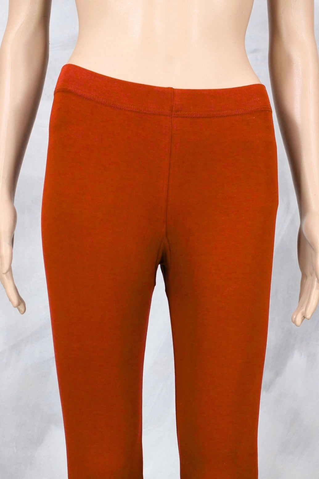 Rust Brown Ankle Length 4-Way Lycra Leggings for Women, Silicon Wash Finish