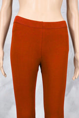 Rust Brown Ankle Length 4-Way Lycra Leggings for Women, Silicon Wash Finish