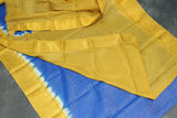 Blue Sungudi Cotton Saree with Diamond-Line Zari Pattern and Gold-Tone Border Saree JCS Fashions