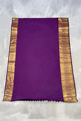 Purple Pure Silk Saree with Heavy Pallu and Traditional Border with Blouse Piece
