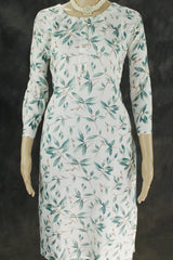 Cotton 2 piece kurta set, Kurti and Pant with Elastic, Rayon cotton fabric Kurti and Pant , kurti comes with beautiful printed Leaf design