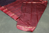 Purple Emboss Silk Saree with Floral Design Satin Border and Blouse