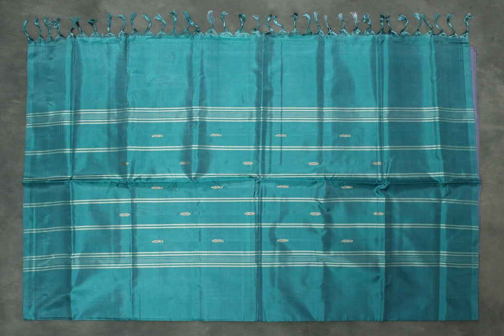 Banana Pith (Vaazhai Naar) Borderless Saree in Teal and Light Pink with Small Butta