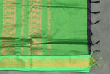 Traditional Kalyani Cotton Saree with Zari Border and Putta Motifs - Deep Violet & Green Saree JCS Fashions