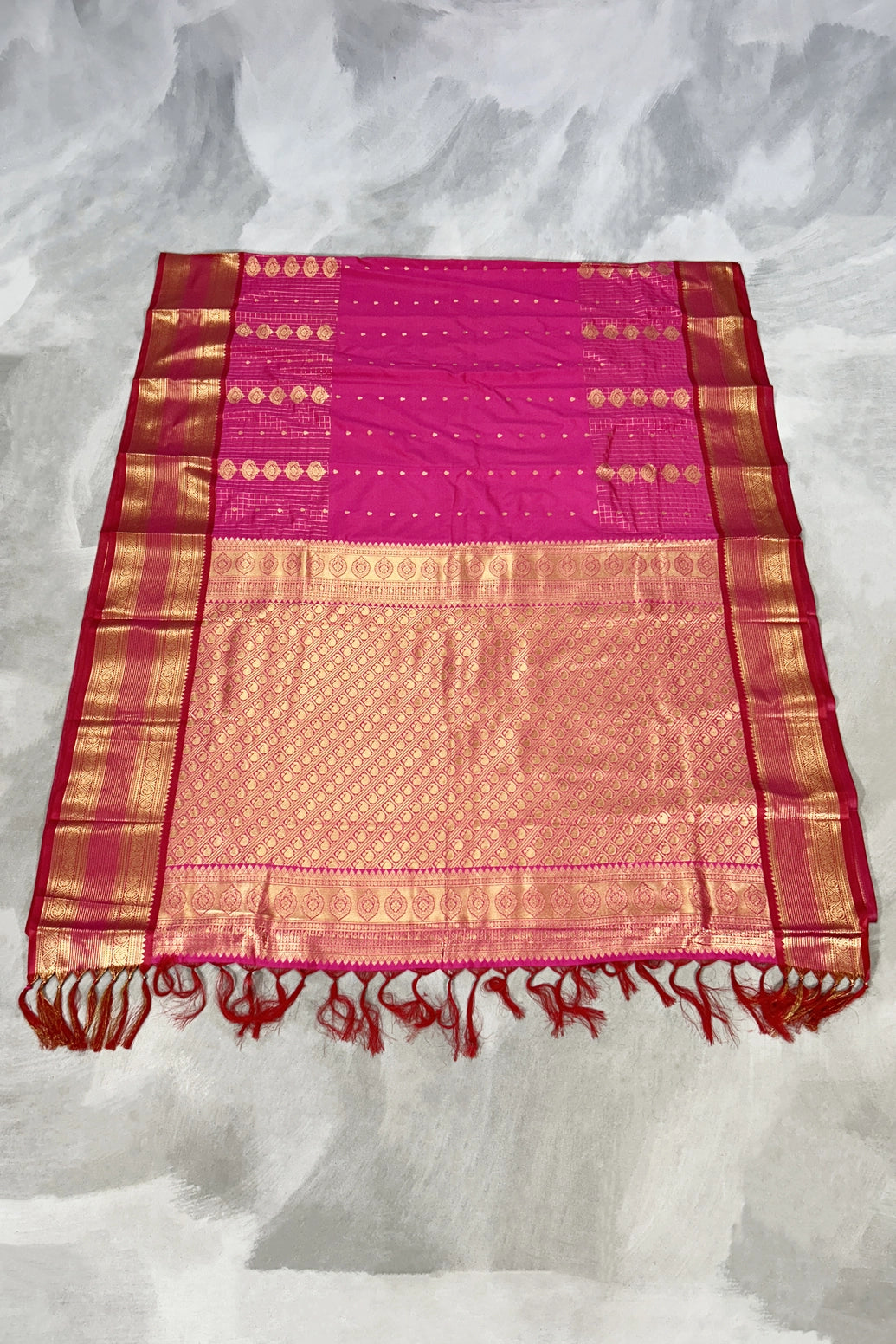 Pink Pure Silk Saree with Heavy Pallu Border and Blouse Piece | Traditional Ethnic Wear for Women