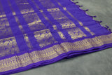 Lavender Kalyani Cotton Saree with Gold-Tone Zari Border, Putta Motifs and Tassel Pallu Saree JCS Fashions