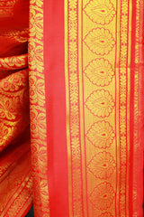 Red Zari Pattu Shawl Ponnadai for Events, Arangetram and Functions, Traditional Gold-Pattern Stole