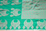 Green Coconut Silk Saree with Jhumka Design Pallu & Border, Comes with Blouse