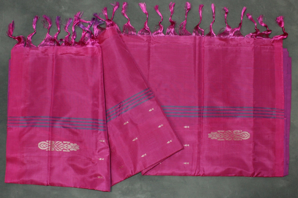 Lavender & Rose Pink Vaazhai Naar (Banana Pith) Borderless Saree with Small Butta Motifs