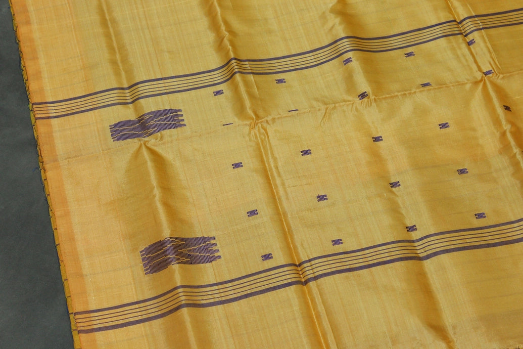Amber Vaazhai Naar Banana Pith Saree with Small Butta - Borderless Traditional Handloom