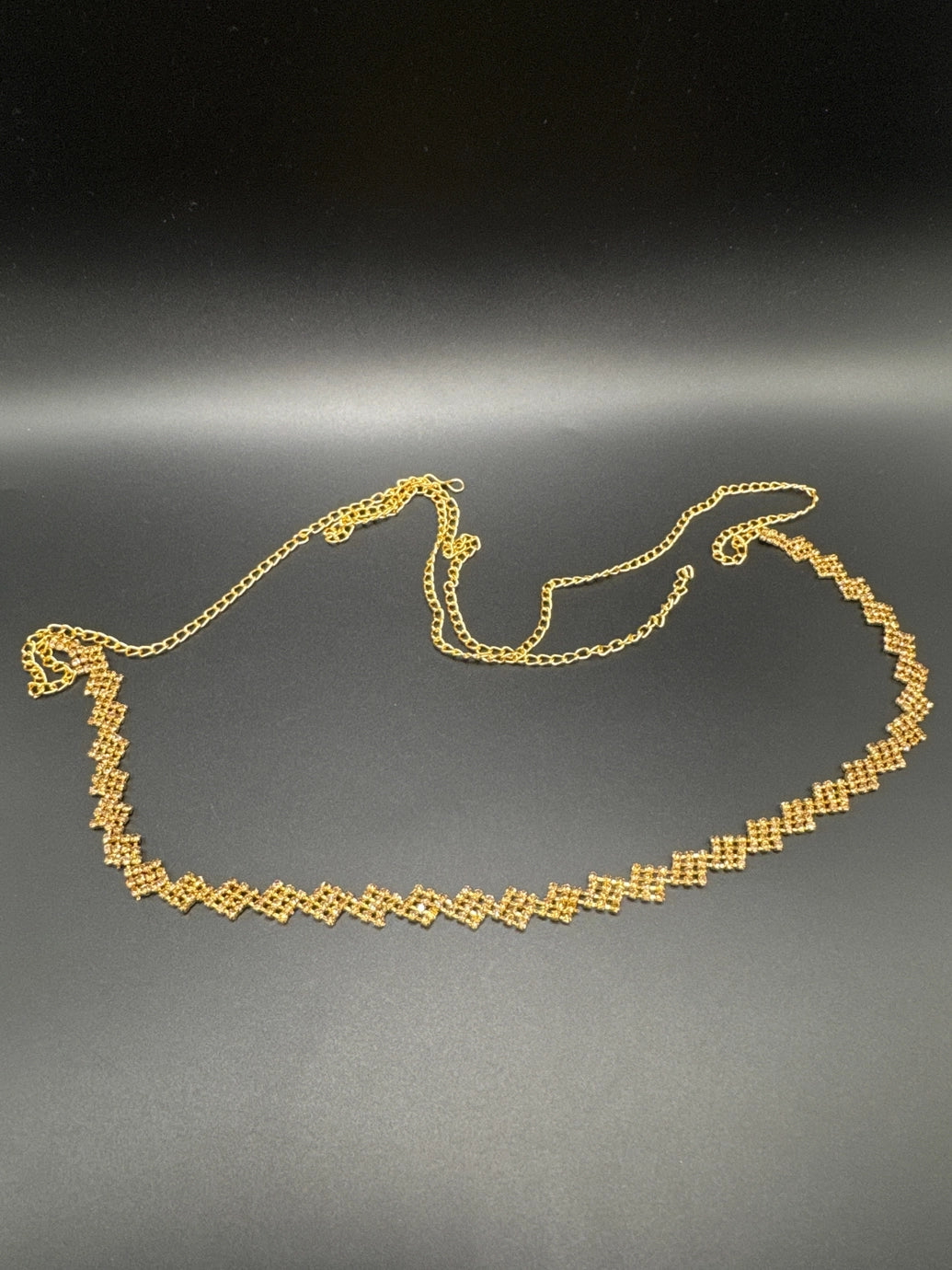 Gold-Tone Zigzag Crystal-Studded Hip Chain - Adjustable Waist Belt for Ethnic Wear Jewelry JCS Fashions