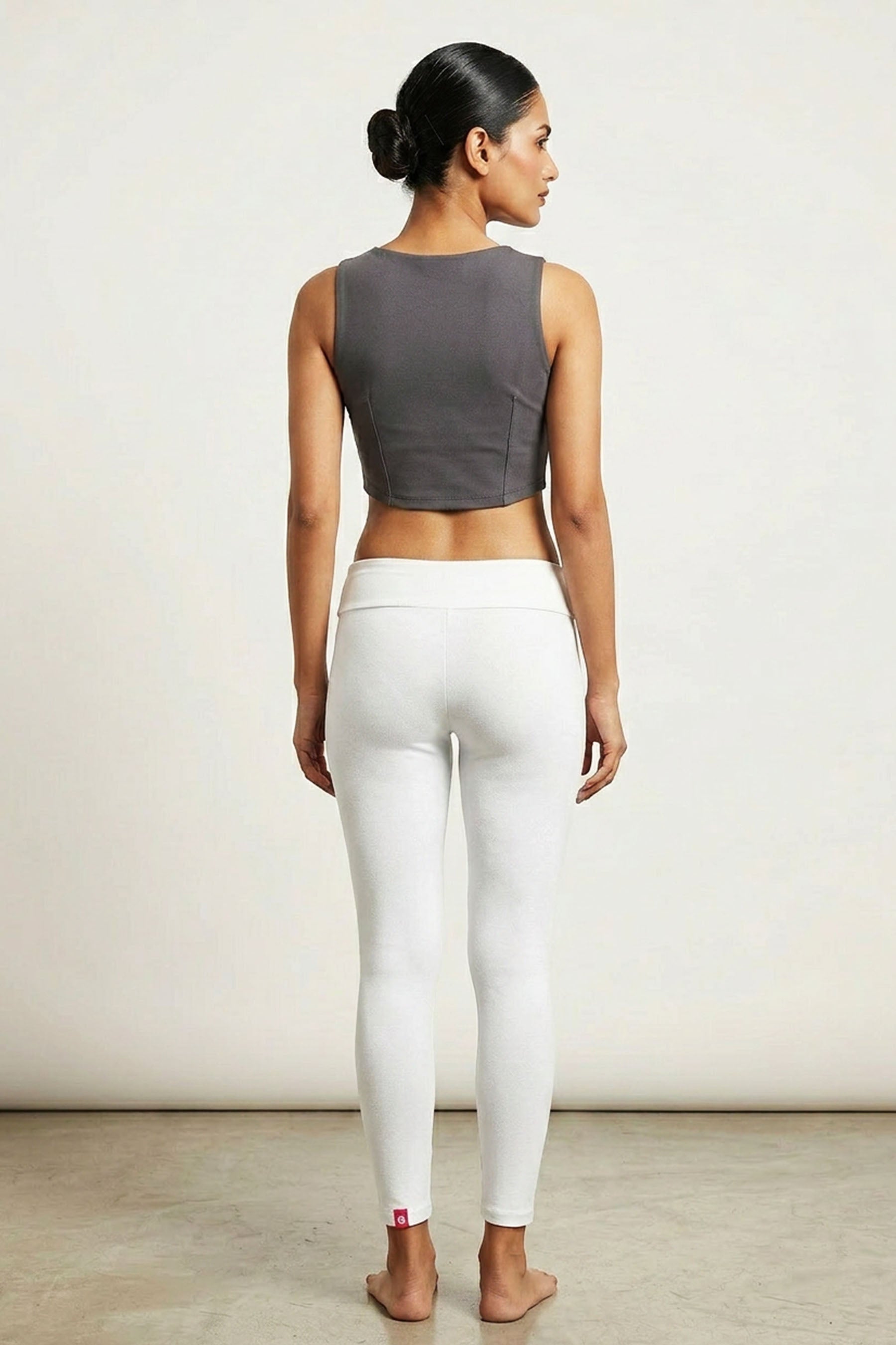 JCSFashions Ultra-Soft Ankle-Length Lycra Leggings with Belt-Fit - AI Model Photo 4